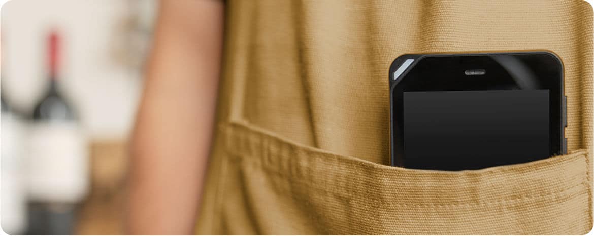 Famoco FX105 mobile device in a pocket