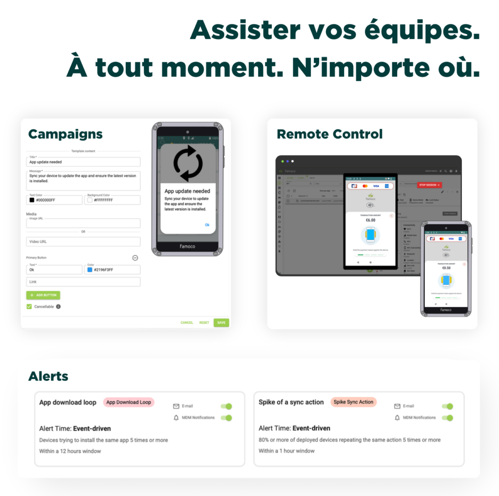 Famoco Management Suite plateforme de gestion des terminaux assistance et maintenance à distance
