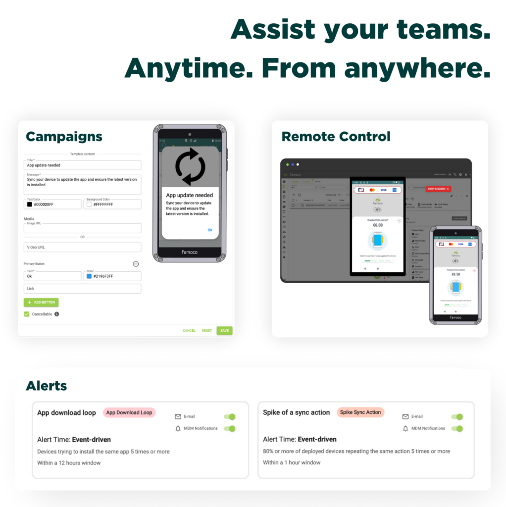 Famoco device management platform MDM with remote and push capabilities