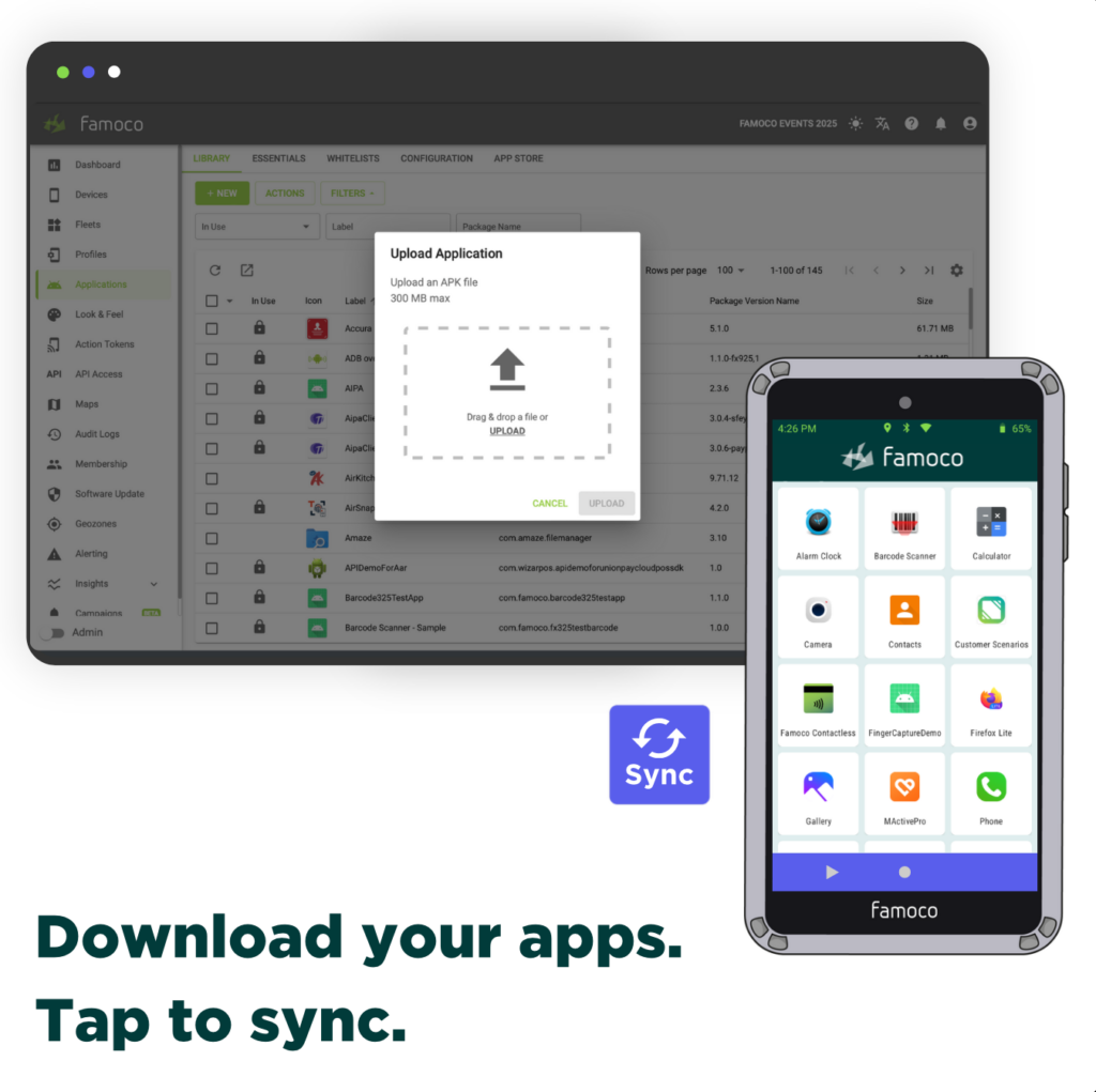 Famoco device management platform MDM enrollment and synchronization feature