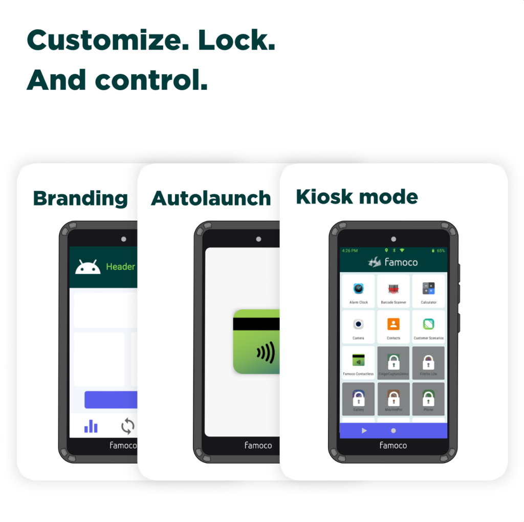 Famoco OS capabilities to control hardware UI