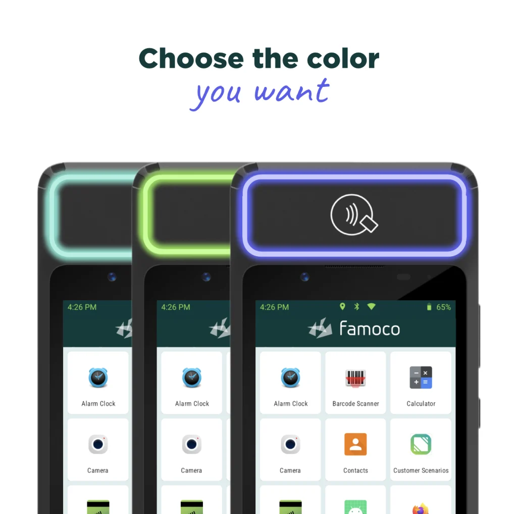 Famoco Tap&Go leds on the NFC antenna
